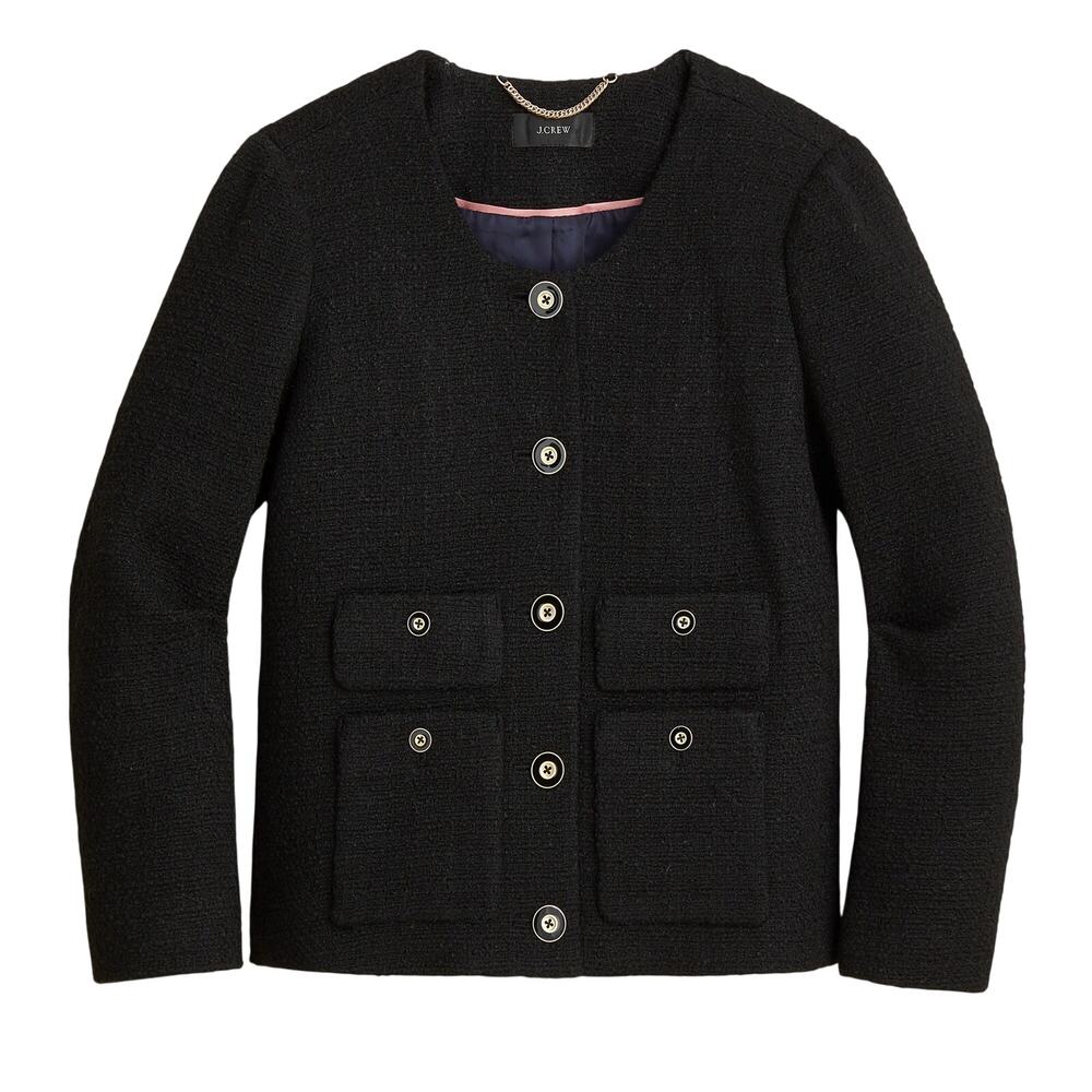 J.Crew Textured Black Lady Jacket Size 4 - Picture 1 of 5